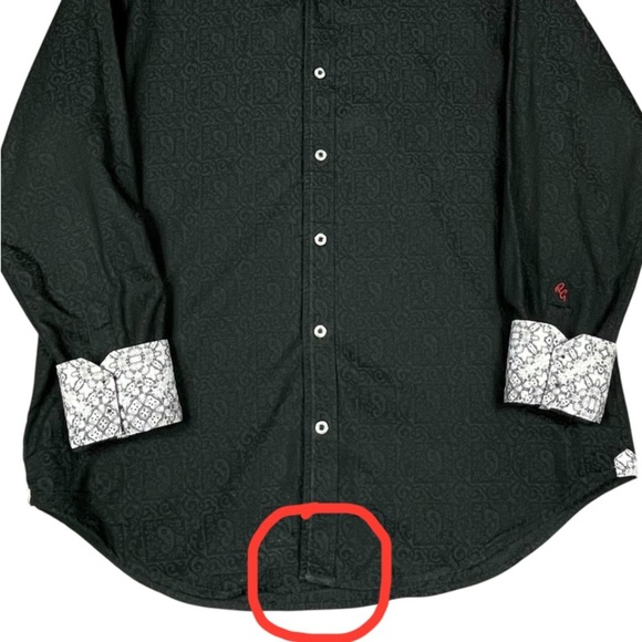 Robert Graham Black on Black Windsor Paisley Jacquard Flip Cuff Classic Shirt M - Picture 15 of 16